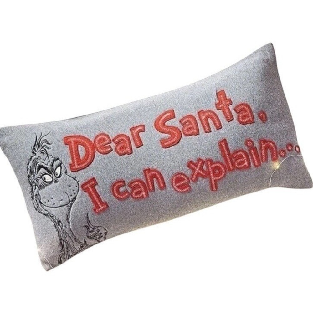 Pottery Barn Teen Grinch Dear Santa I Can Explain Pillow Cover Dr. Seuss Lumbar